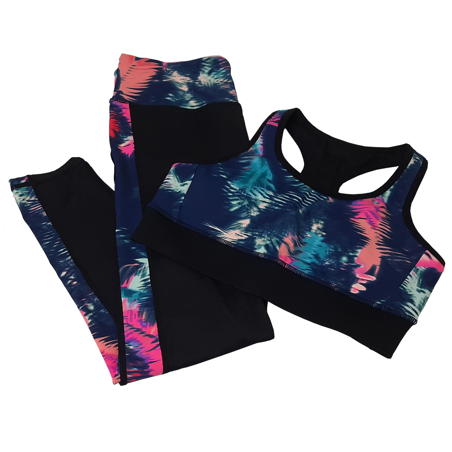 Workout Wear Set: High Waist Leggings & Racerback Sports Bra in Cotton Candy
